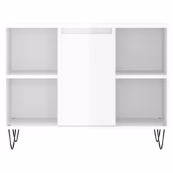 vidaXL Bathroom Cabinet Vanity Unit Highboard Cupboard Black Engineered Wood - high gloss white - Additional view 4