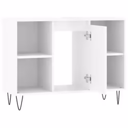 vidaXL Bathroom Cabinet Vanity Unit Highboard Cupboard Black Engineered Wood - high gloss white - Additional view 5