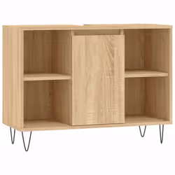 vidaXL Bathroom Cabinet Vanity Unit Highboard Cupboard Black Engineered Wood - sonoma oak