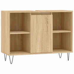 vidaXL Bathroom Cabinet Vanity Unit Highboard Cupboard Black Engineered Wood - sonoma oak