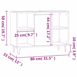 vidaXL Bathroom Cabinet Vanity Unit Highboard Cupboard Black Engineered Wood - sonoma oak