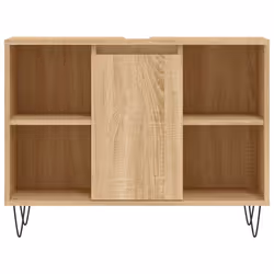 vidaXL Bathroom Cabinet Vanity Unit Highboard Cupboard Black Engineered Wood - sonoma oak - Additional view 4