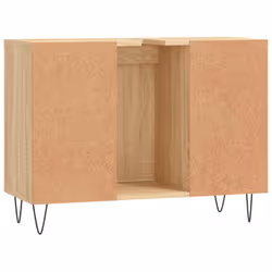 vidaXL Bathroom Cabinet Vanity Unit Highboard Cupboard Black Engineered Wood - sonoma oak - Additional view 7