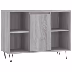 vidaXL Bathroom Cabinet Vanity Unit Highboard Cupboard Black Engineered Wood - grey sonoma