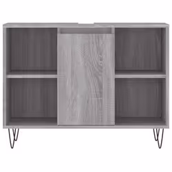 vidaXL Bathroom Cabinet Vanity Unit Highboard Cupboard Black Engineered Wood - grey sonoma - Additional view 4