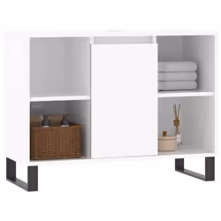 vidaXL Bathroom Cabinet Vanity Unit Highboard Cupboard White Engineered Wood - high gloss white - Additional view 2