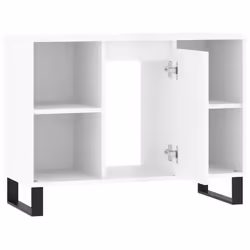 vidaXL Bathroom Cabinet Vanity Unit Highboard Cupboard White Engineered Wood - high gloss white - Additional view 4