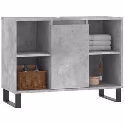 vidaXL Bathroom Cabinet Vanity Unit Highboard Cupboard White Engineered Wood - concrete grey - Additional view 2
