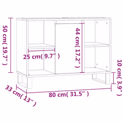 vidaXL Bathroom Cabinet Vanity Unit Highboard Cupboard White Engineered Wood - concrete grey - Additional view 3