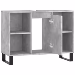 vidaXL Bathroom Cabinet Vanity Unit Highboard Cupboard White Engineered Wood - concrete grey - Additional view 4