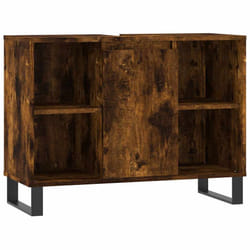 vidaXL Bathroom Cabinet Vanity Unit Highboard Cupboard White Engineered Wood - smoked oak