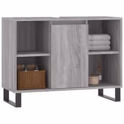 vidaXL Bathroom Cabinet Vanity Unit Highboard Cupboard White Engineered Wood - grey sonoma - Additional view 2