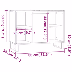 vidaXL Bathroom Cabinet Vanity Unit Highboard Cupboard White Engineered Wood - grey sonoma - Additional view 3