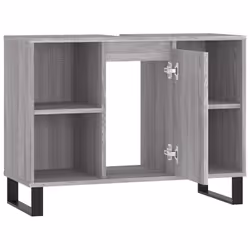 vidaXL Bathroom Cabinet Vanity Unit Highboard Cupboard White Engineered Wood - grey sonoma - Additional view 4