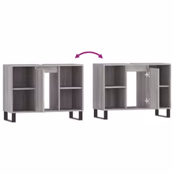 vidaXL Bathroom Cabinet Vanity Unit Highboard Cupboard White Engineered Wood - grey sonoma - Additional view 9