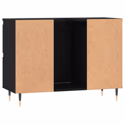 vidaXL Bathroom Cabinet Vanity Unit Highboard Cupboard White Engineered Wood - black - Additional view 6