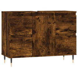 vidaXL Bathroom Cabinet Vanity Unit Highboard Cupboard White Engineered Wood - smoked oak