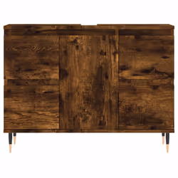 vidaXL Bathroom Cabinet Vanity Unit Highboard Cupboard White Engineered Wood - smoked oak - Additional view 4