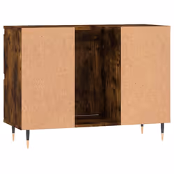 vidaXL Bathroom Cabinet Vanity Unit Highboard Cupboard White Engineered Wood - smoked oak - Additional view 6