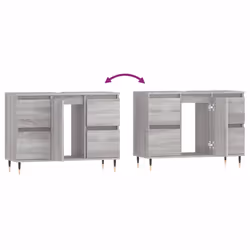 vidaXL Bathroom Cabinet Vanity Unit Highboard Cupboard White Engineered Wood - grey sonoma - Additional view 8