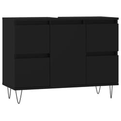 vidaXL Bathroom Cabinet Vanity Unit Highboard Cupboard White Engineered Wood - black