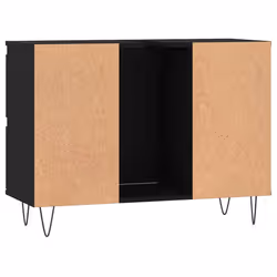 vidaXL Bathroom Cabinet Vanity Unit Highboard Cupboard White Engineered Wood - black - Additional view 6