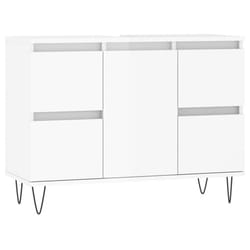 vidaXL Bathroom Cabinet Vanity Unit Highboard Cupboard White Engineered Wood - high gloss white