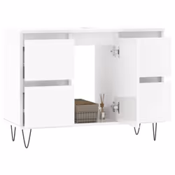 vidaXL Bathroom Cabinet Vanity Unit Highboard Cupboard White Engineered Wood - high gloss white