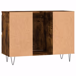 vidaXL Bathroom Cabinet Vanity Unit Highboard Cupboard White Engineered Wood - smoked oak - Additional view 6
