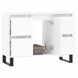 vidaXL Bathroom Cabinet Vanity Unit Highboard Cupboard White Engineered Wood - white - Additional view 2