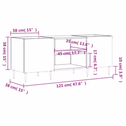 vidaXL Record Cabinet Record Storage Cabinet Sideboard White Engineered Wood - Additional view 8