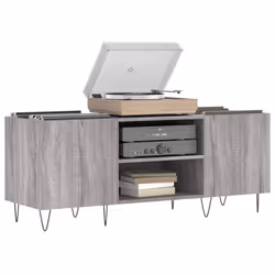 vidaXL Record Cabinet Record Storage Cabinet Sideboard White Engineered Wood - grey sonoma - Additional view 2