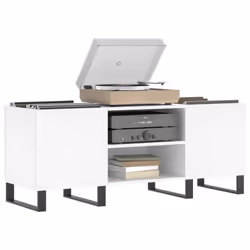 vidaXL Record Cabinet Record Storage Cabinet Sideboard White Engineered Wood