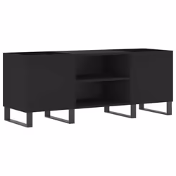 vidaXL Record Cabinet Record Storage Cabinet Sideboard White Engineered Wood - black