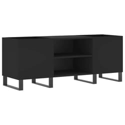 vidaXL Record Cabinet Record Storage Cabinet Sideboard White Engineered Wood - black