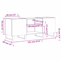 vidaXL Record Cabinet Record Storage Cabinet Sideboard White Engineered Wood - black