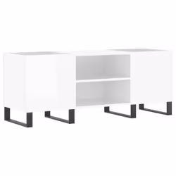 vidaXL Record Cabinet Record Storage Cabinet Sideboard White Engineered Wood - high gloss white