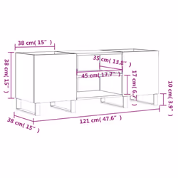 vidaXL Record Cabinet Record Storage Cabinet Sideboard White Engineered Wood - concrete grey - Additional view 3