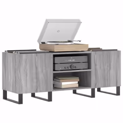 vidaXL Record Cabinet Record Storage Cabinet Sideboard White Engineered Wood - grey sonoma - Additional view 2