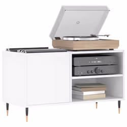 vidaXL Record Cabinet Record Storage Cabinet Sideboard White Engineered Wood