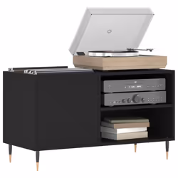 vidaXL Record Cabinet Record Storage Cabinet Sideboard White Engineered Wood - black - Additional view 2