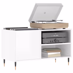 vidaXL Record Cabinet Record Storage Cabinet Sideboard White Engineered Wood - high gloss white