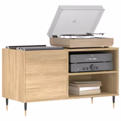 vidaXL Record Cabinet Record Storage Cabinet Sideboard White Engineered Wood - sonoma oak - Additional view 2