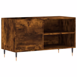 vidaXL Record Cabinet Record Storage Cabinet Sideboard White Engineered Wood - smoked oak
