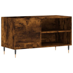 vidaXL Record Cabinet Record Storage Cabinet Sideboard White Engineered Wood - smoked oak