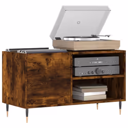 vidaXL Record Cabinet Record Storage Cabinet Sideboard White Engineered Wood - smoked oak
