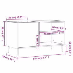 vidaXL Record Cabinet Record Storage Cabinet Sideboard White Engineered Wood - smoked oak