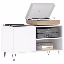 vidaXL Record Cabinet Record Storage Cabinet Sideboard White Engineered Wood
