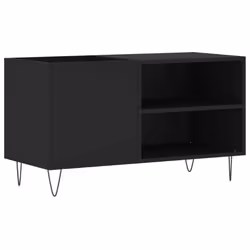 vidaXL Record Cabinet Record Storage Cabinet Sideboard White Engineered Wood - black