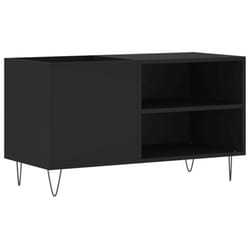 vidaXL Record Cabinet Record Storage Cabinet Sideboard White Engineered Wood - black